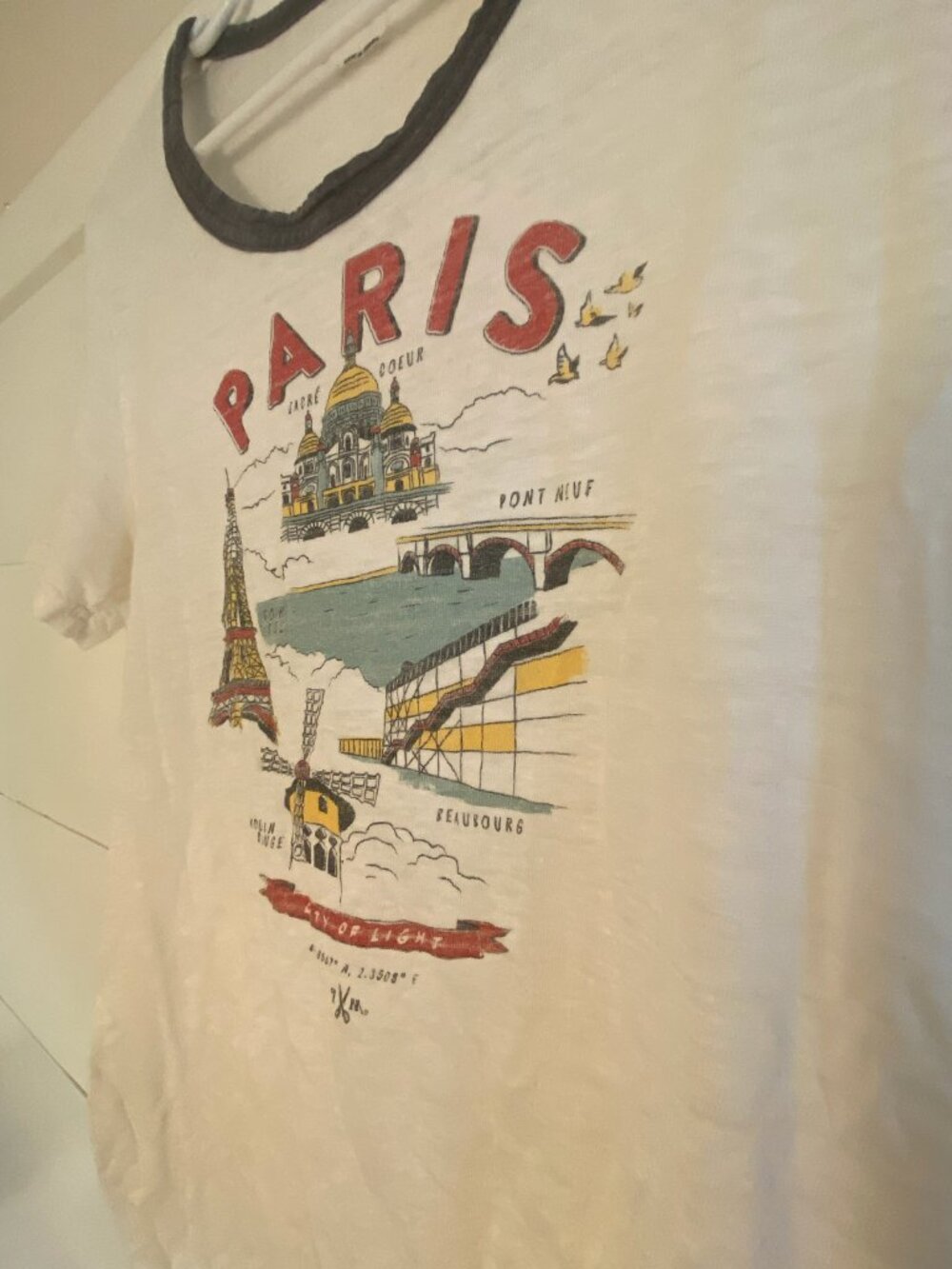 Isabel Marant Étoile Kiliann Paris Graphic Linen Ringer T-Shirt - Picture 3 of 6